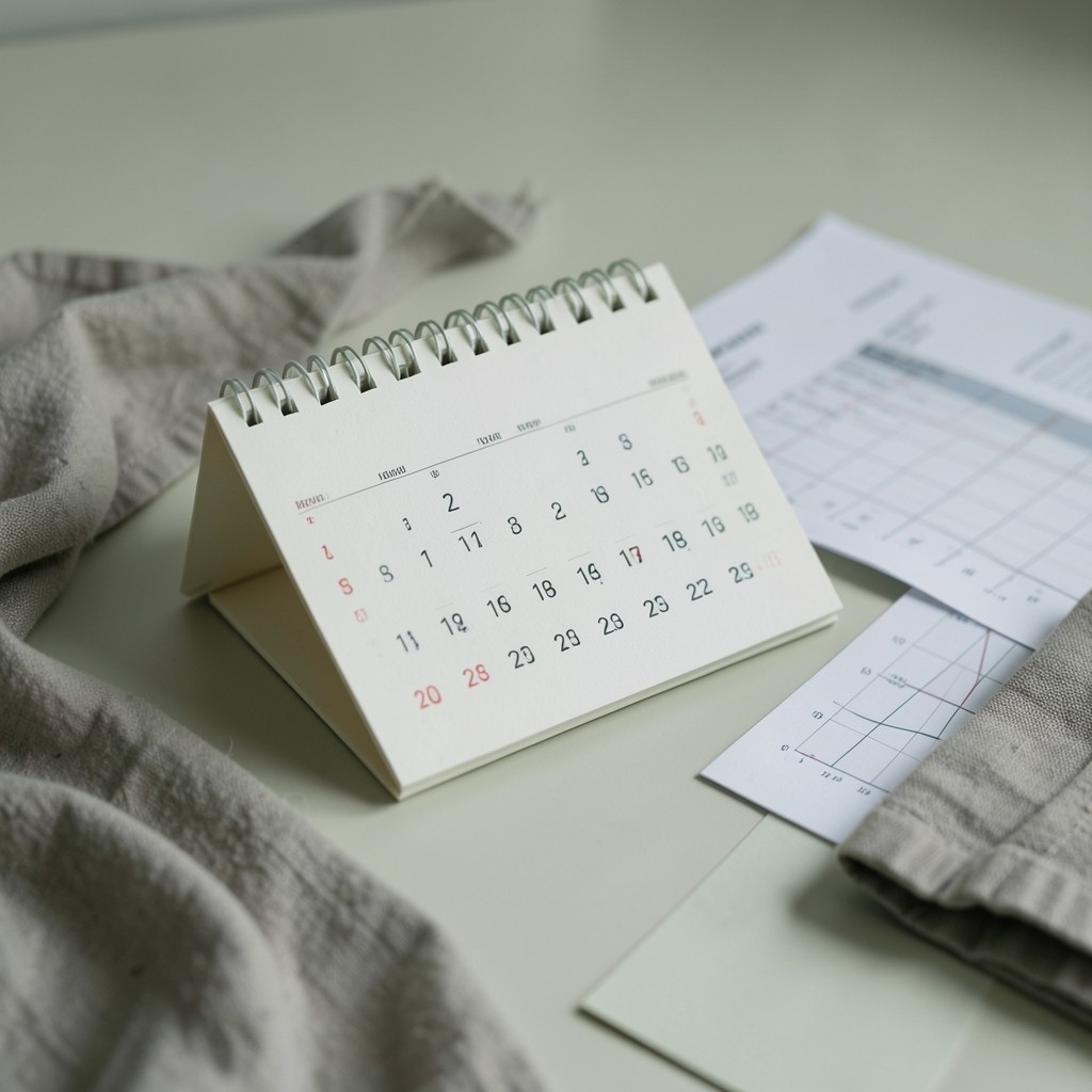 Month-end calendar and printed finance schedules on a calm desk