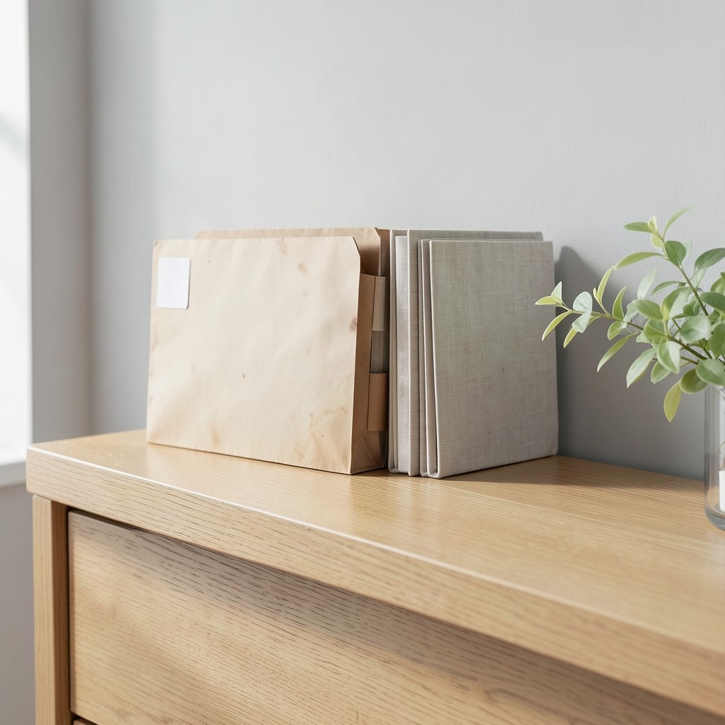 Organized folders labelled by department on a finance sideboard